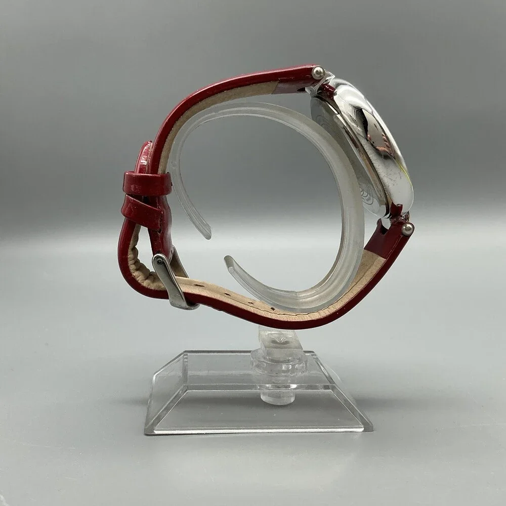 Akribos XXIV Womens Watch 40mm MOP Dial Red Leather Diamond New Battery